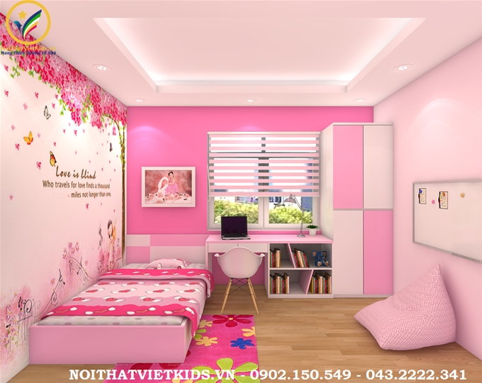 5 Cách trang trí phòng ngủ cho bé gái đẹp dịu dàng với gam màu hồng