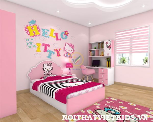 Phòng ngủ Hello Kitty cho bé gái