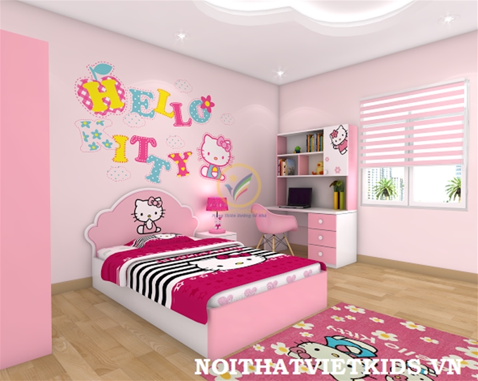 Phòng ngủ Hello Kitty cho bé gái – PNG.007 – Nội Thất VietKids ...