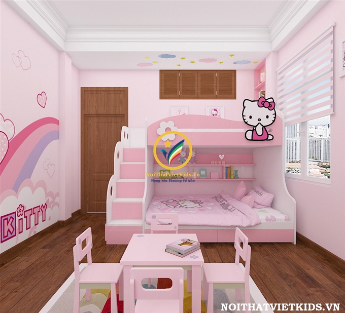 Mẫu giường tầng Kitty đẹp – giường tầng cho bé gái GTG.011 – Nội ...