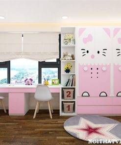 thiet-ke-phong-ngu-cho-be-gai-chu-de-hello-kitty-ban-hoc-doi-tre-em